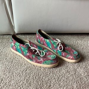 Reef Deckhand Boat Shoe Loafers Tropical Palm Leaves Print 12